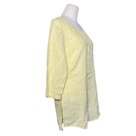 MALVIN I Love Linen Crochet Boho Yellow Embroidered Tunic Top Women's Size Large - Picture 5 of 9